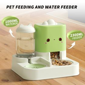 1 Piece Cartoon Cloud Cat Eat Feeding And Water Feeding Integrated Cat And Dog Universal Pet Essential Item For Home And Travel (Option: Green)